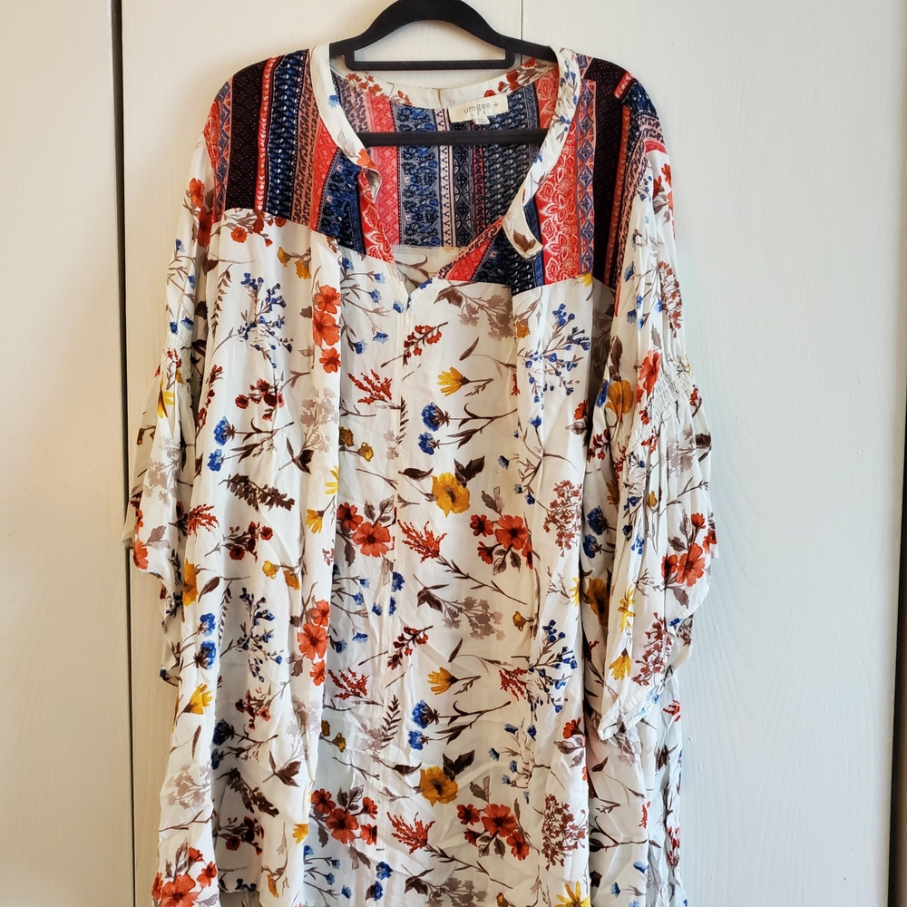 Umgee Floral Patchwork Mini Dress - Multicolor